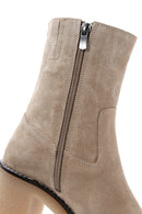 Women's Brown Suede Leather Heeled Boots | Derimod