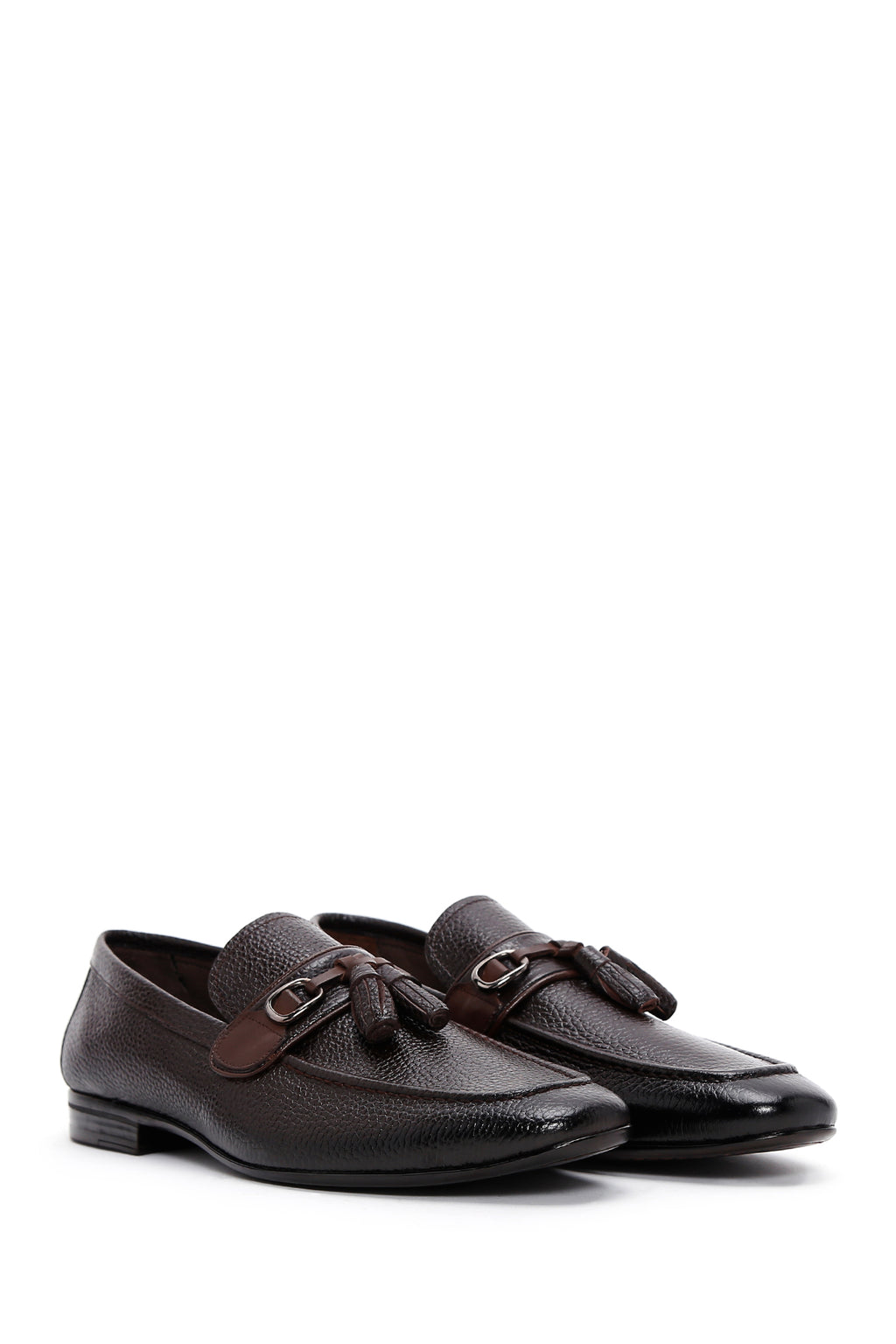 Erkek Kahve Deri Püsküllü Klasik Loafer