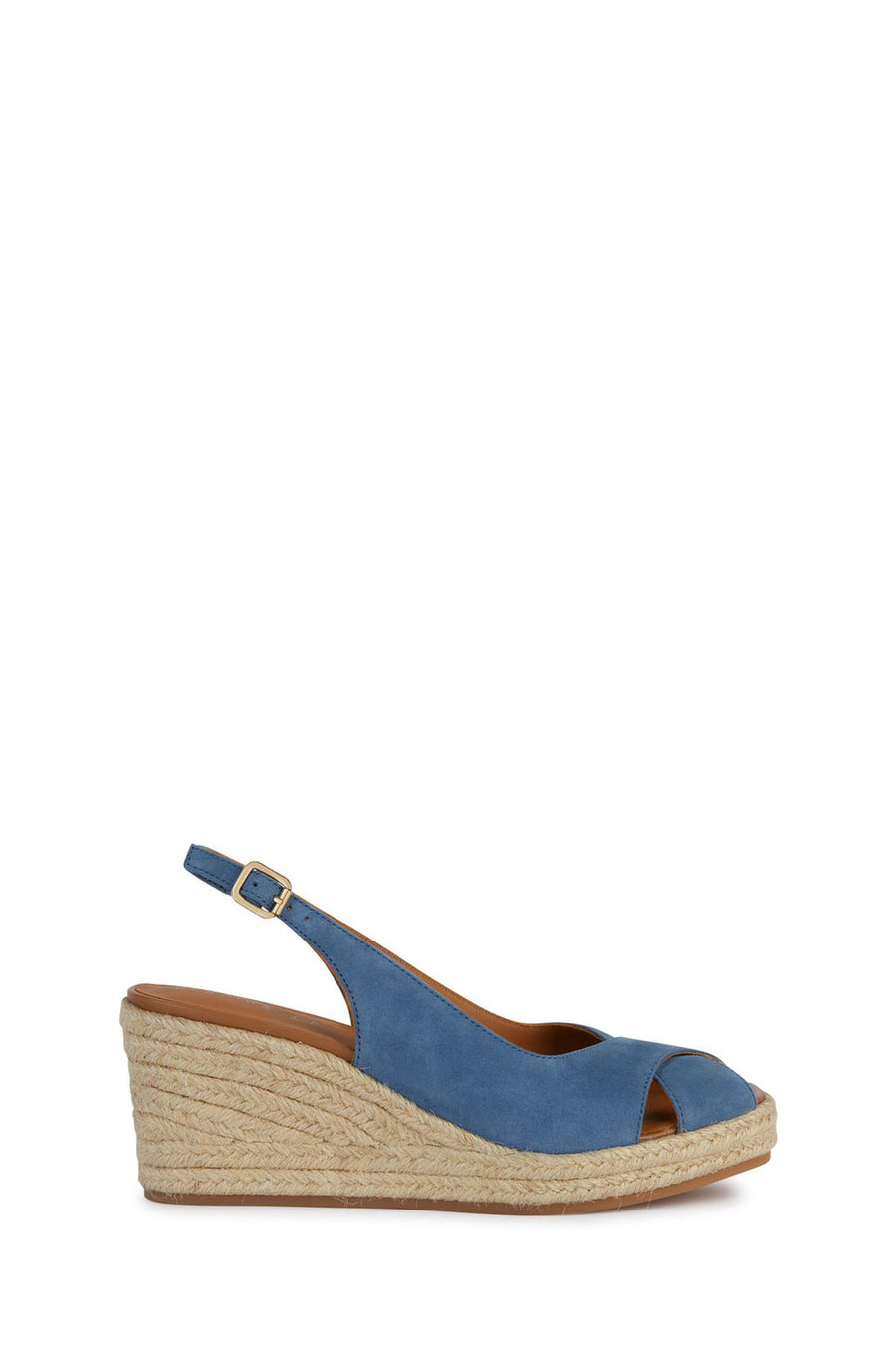 Geox Women's Blue Panarea Wedge Heels Suede Leather Espadrille D35UYA00021C4005 | Derimod