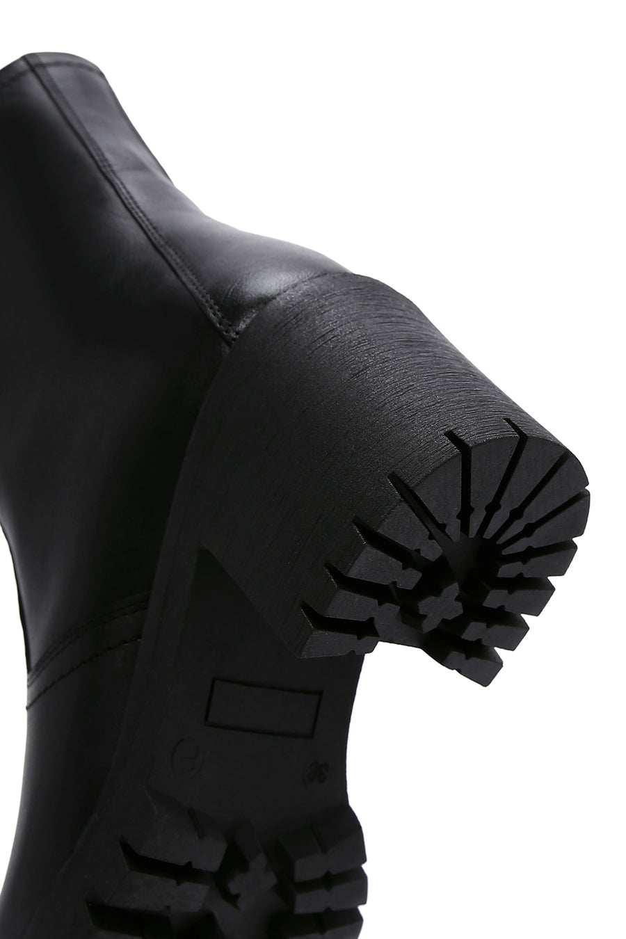 Women's Black Zippered Thick Heeled Leather Boots