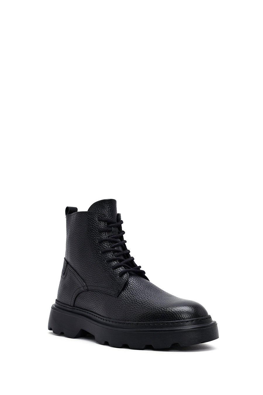 Male Black Zip Closure Thick-Soled Leather Boots