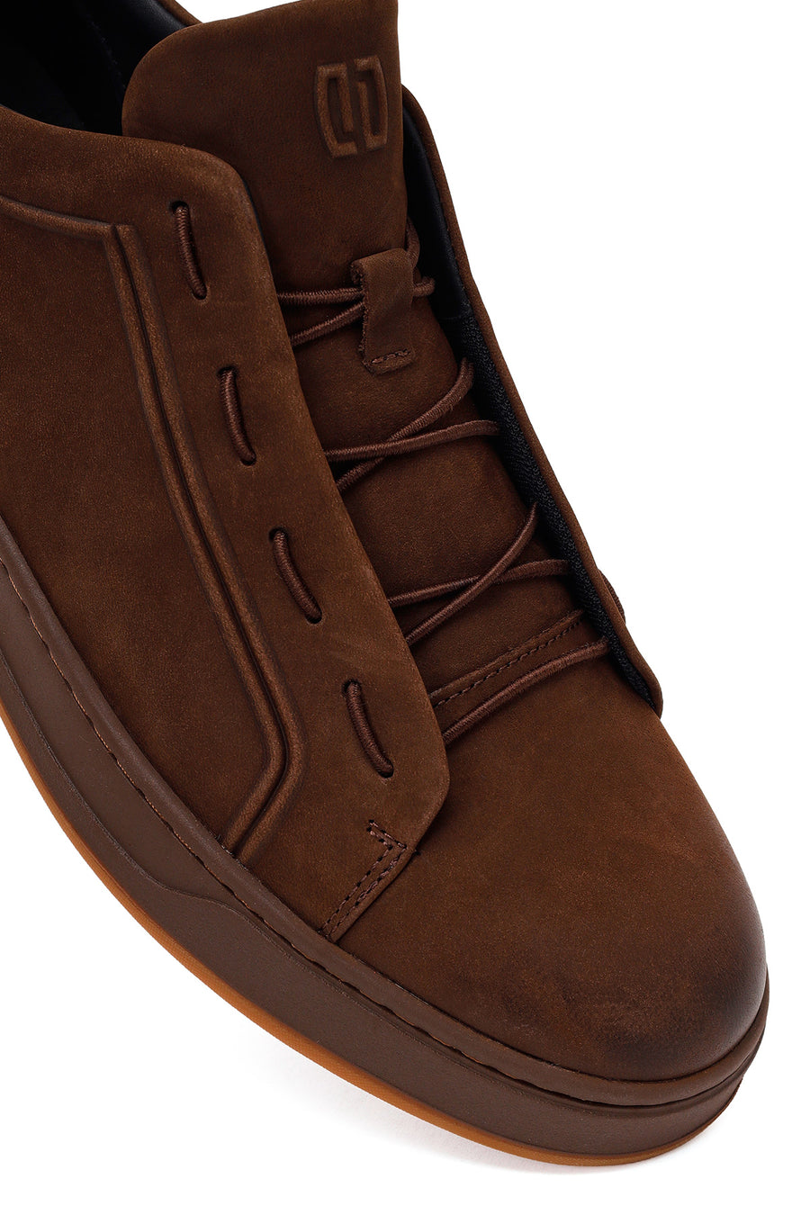 Male Brown Lace-Up Nubuck Leather Sneaker