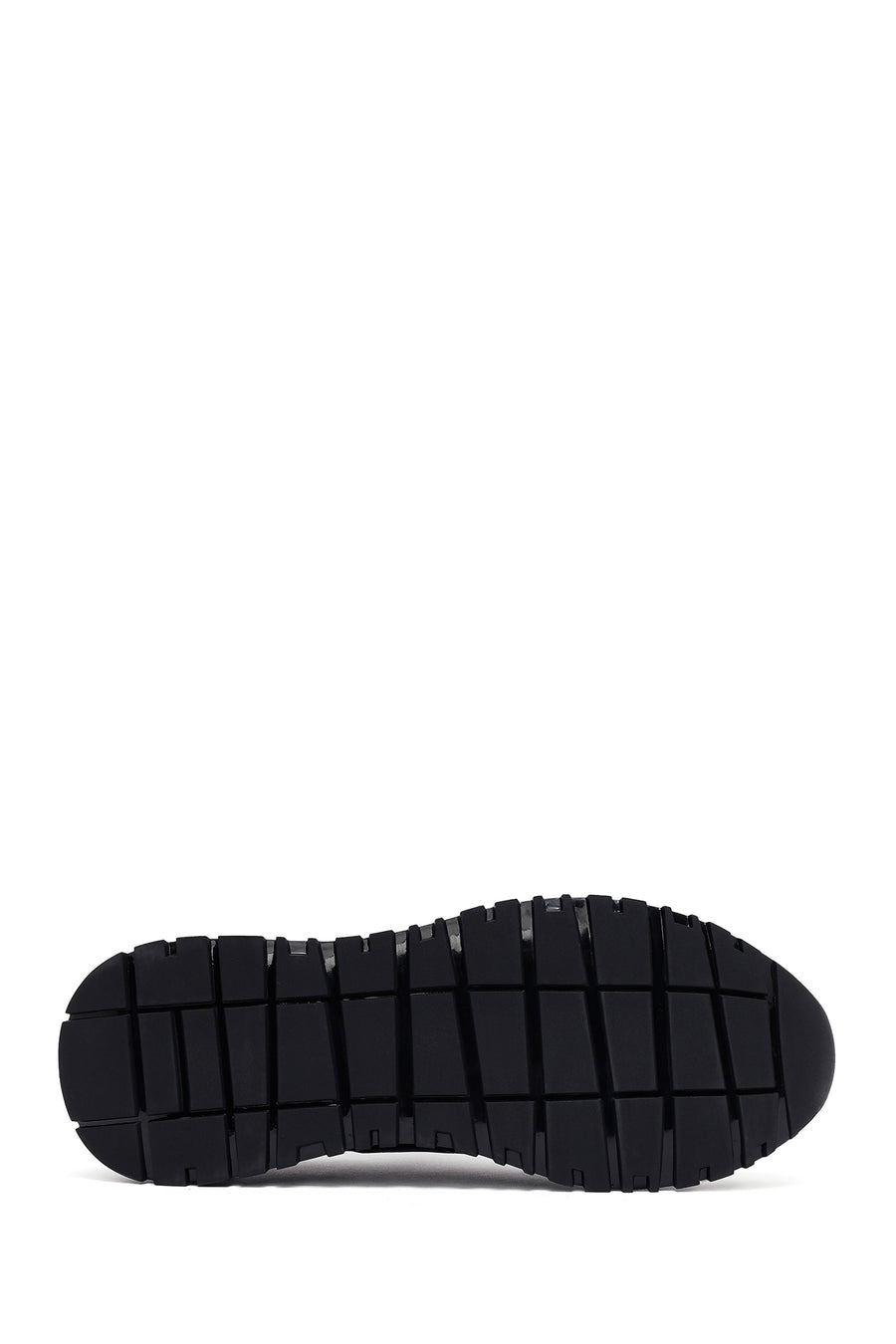 Men's Black Lace-Up Thick-Soled Leather Casual Sneakers