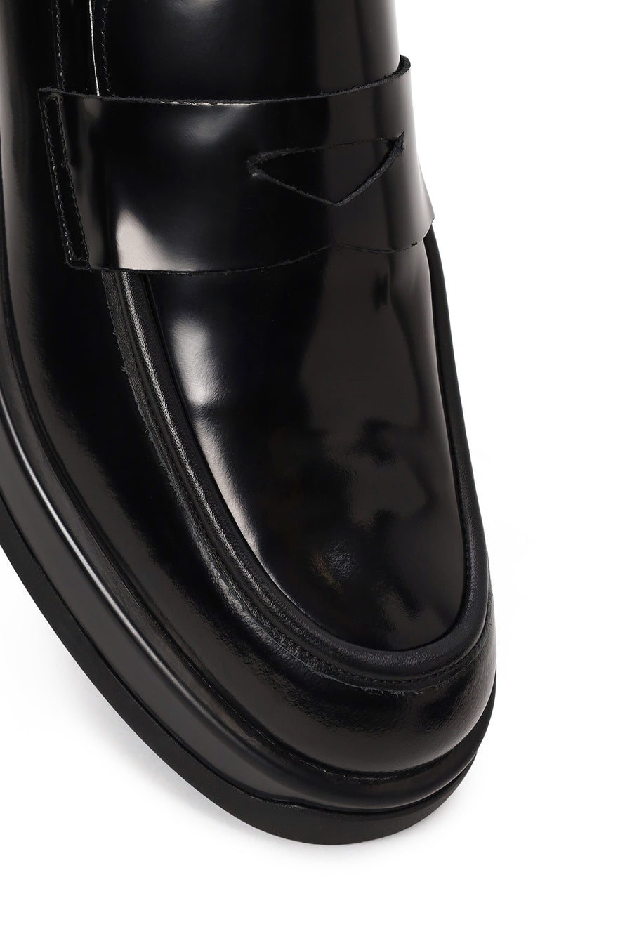 Male Black Thick-Soled Leather Casual Loafer