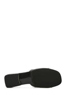 Women's Black Accessory Leather Slippers | Derimod