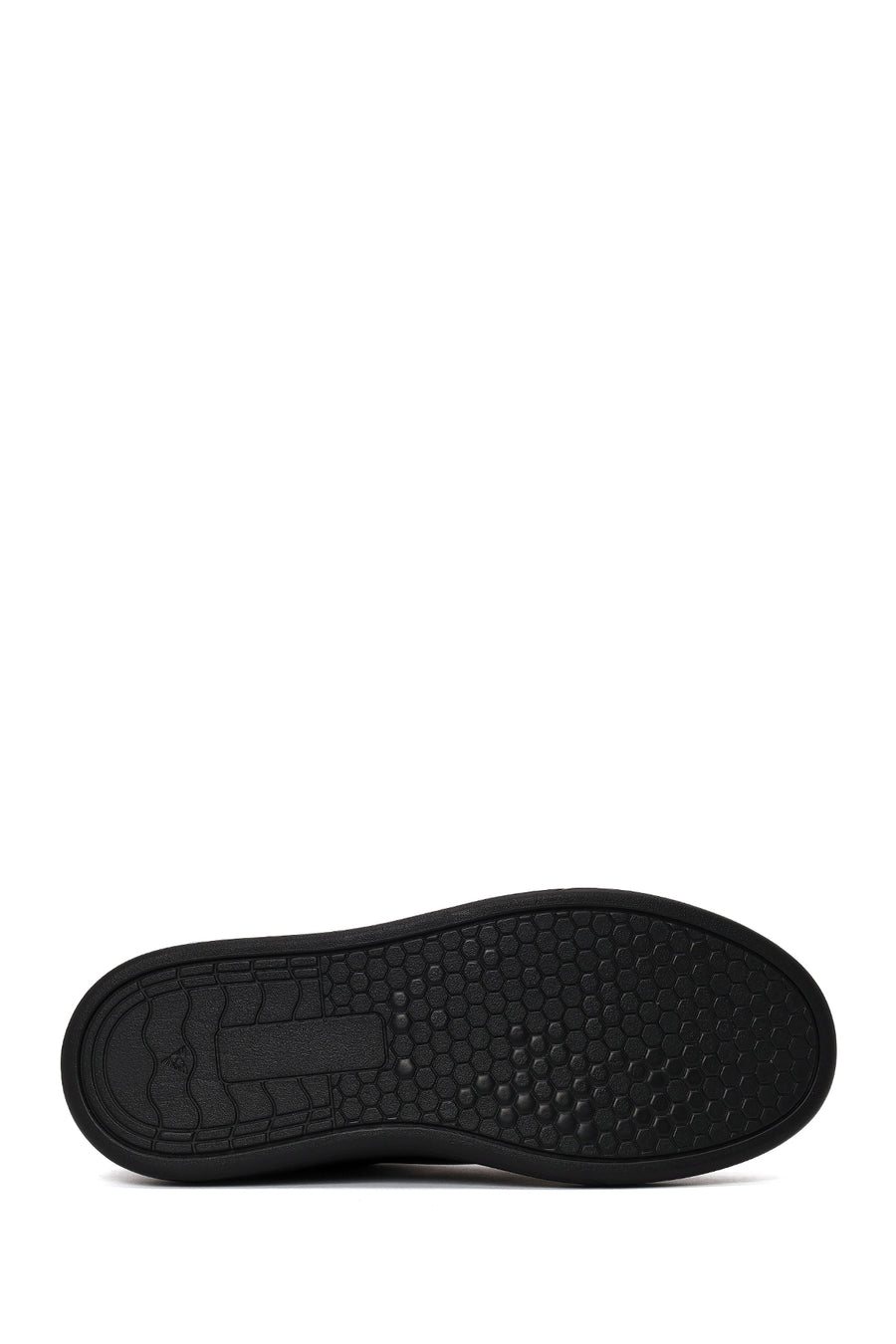Male Black Lace-Up Thick-Soled Leather Sneaker