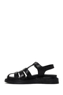 Women's Black Strappy Leather Comfort Sandals | Derimod