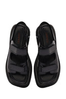 Women's Black Strappy Leather Sandals | Derimod