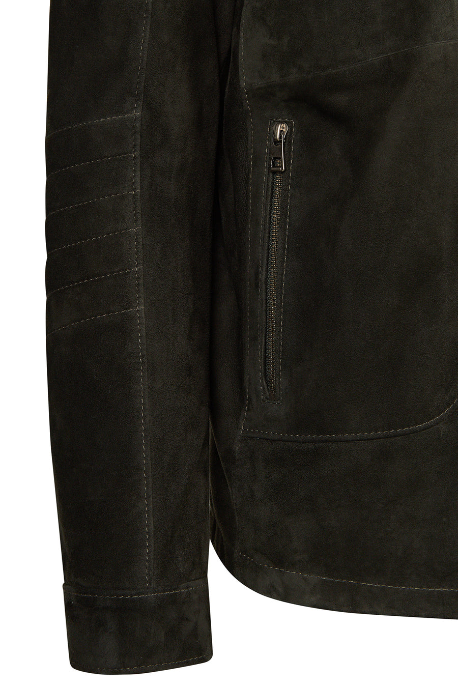 Lorenzo Male Gray Stand Collar Suede Leather Jacket