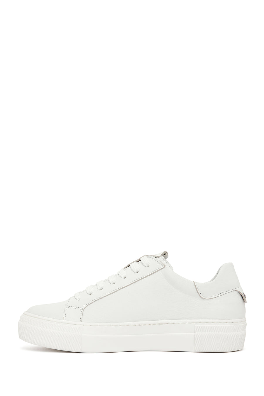Woman White Lace-Up Leather Sneaker