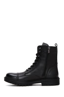 Men's Black Leather Zippered Boots | Derimod