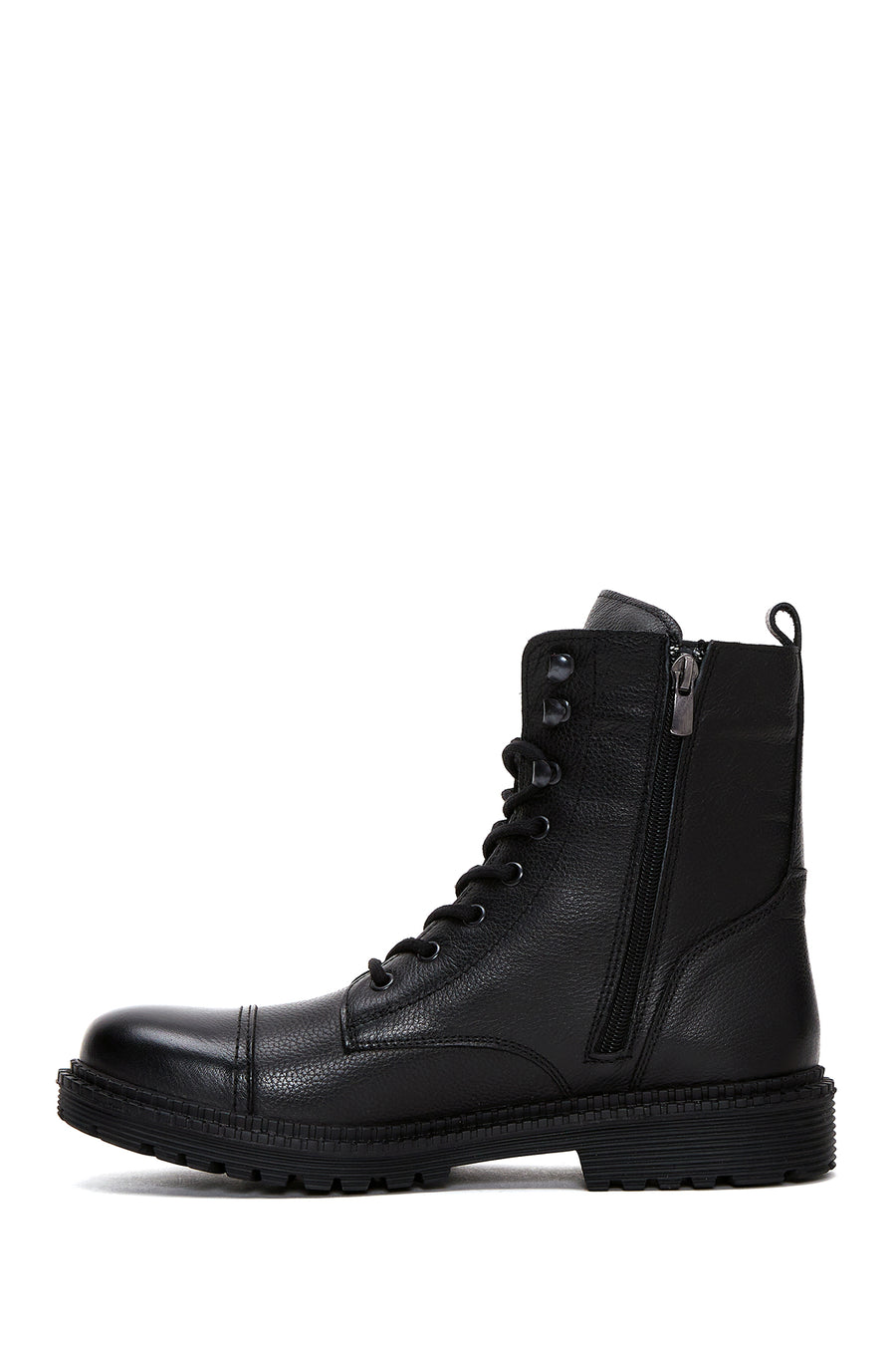 Men's Black Leather Zippered Boots