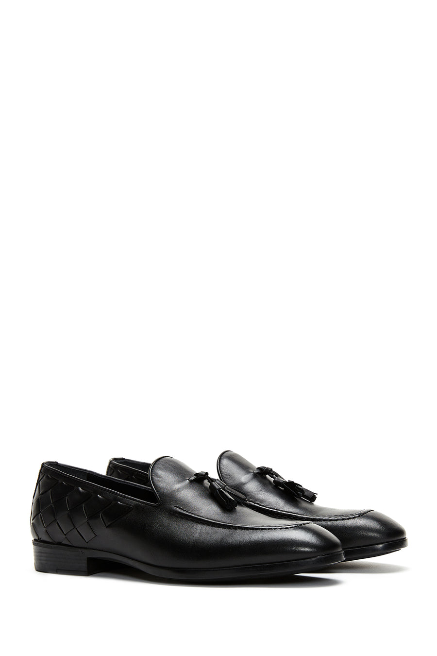 Erkek Deri Örgü Detaylı Klasik Loafer