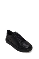 Male Black Lace-Up Thick-Soled Leather Sneaker | Derimod