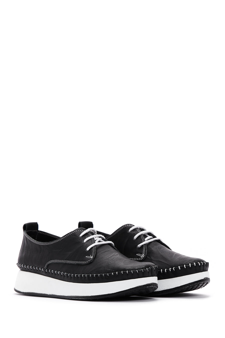 Women's Black Leather Comfort Shoes