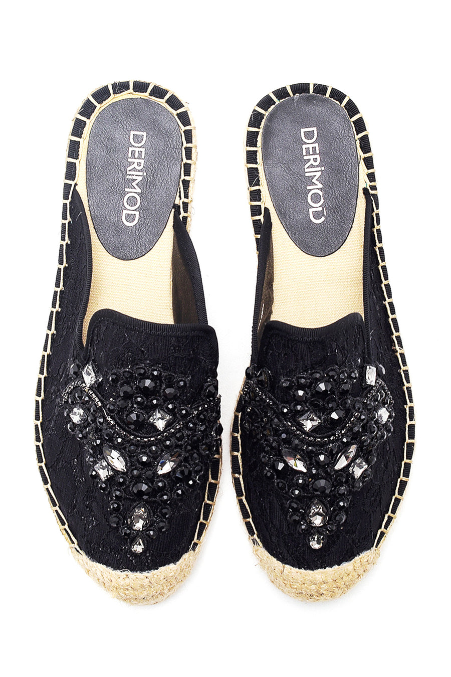 Women's Black Stone Espadrille Slippers