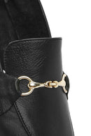 Women's Black Leather Masculine Loafer | Derimod