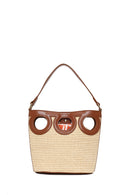 Woman Beige Long-Strap Wicker Shoulder Bag | Derimod