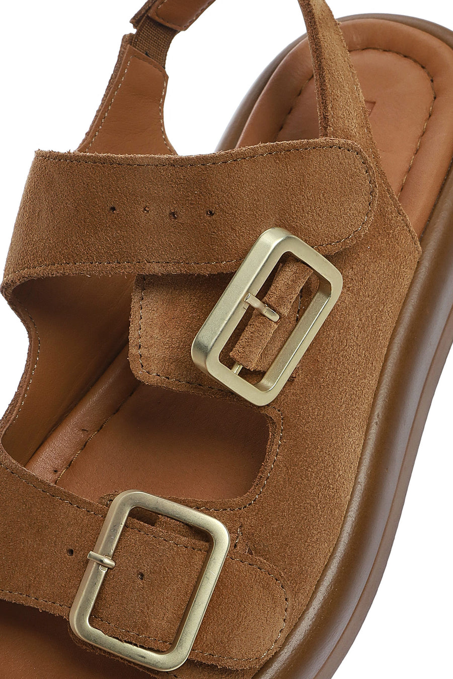 Women's Mink Back Buckle Thick Soled Suede Leather Sandals