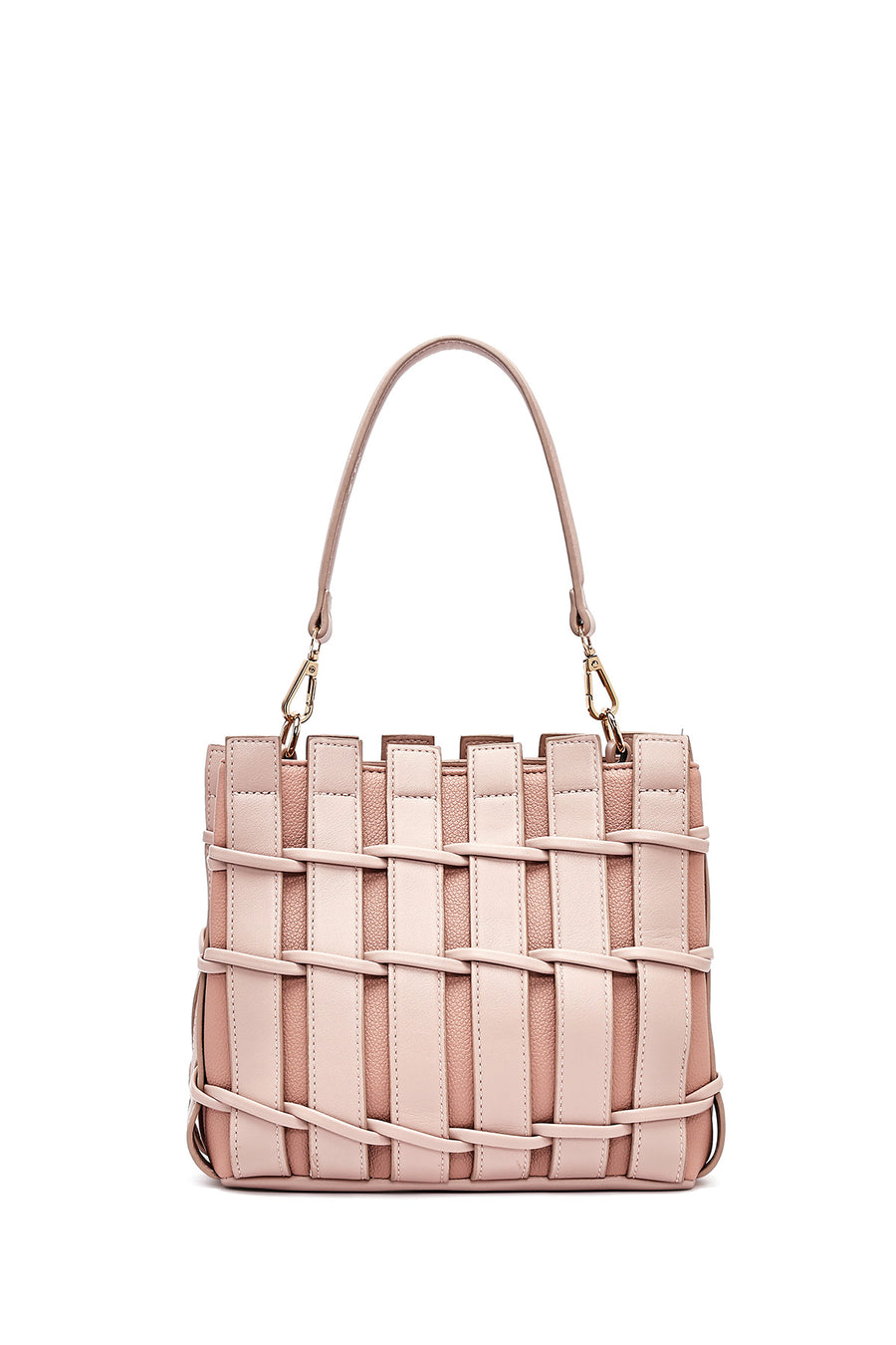 Women's Pink Long Strap Knitted Shoulder Bag