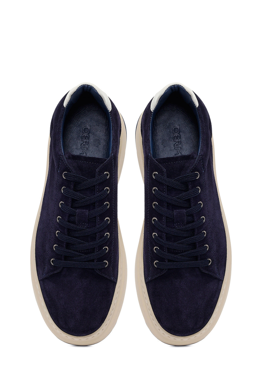Erkek Lacivert Bağcıklı Kalın Tabanlı Süet Deri Sneaker