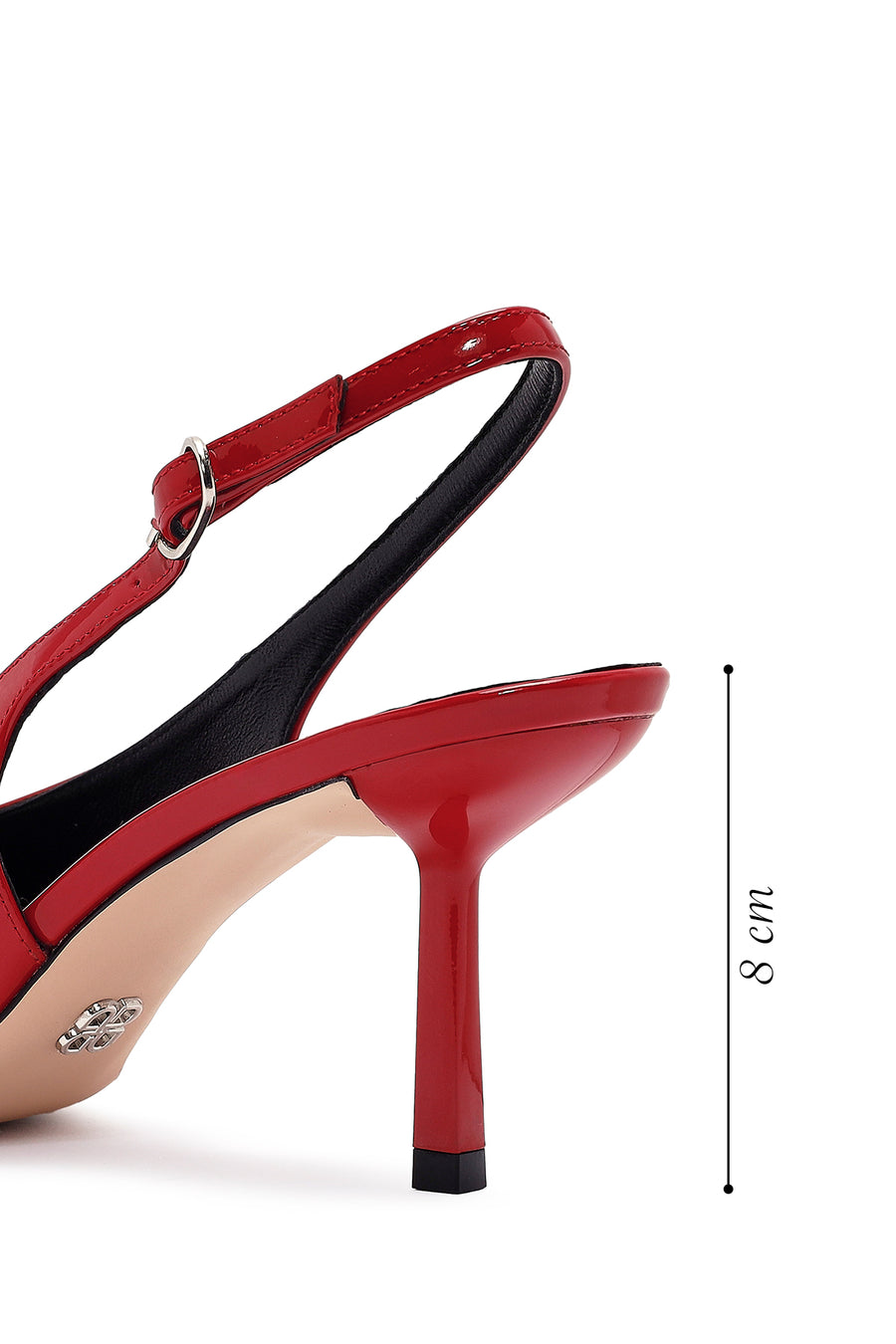 Women's Red Open Back Thin Heel Patent Leather Shoes