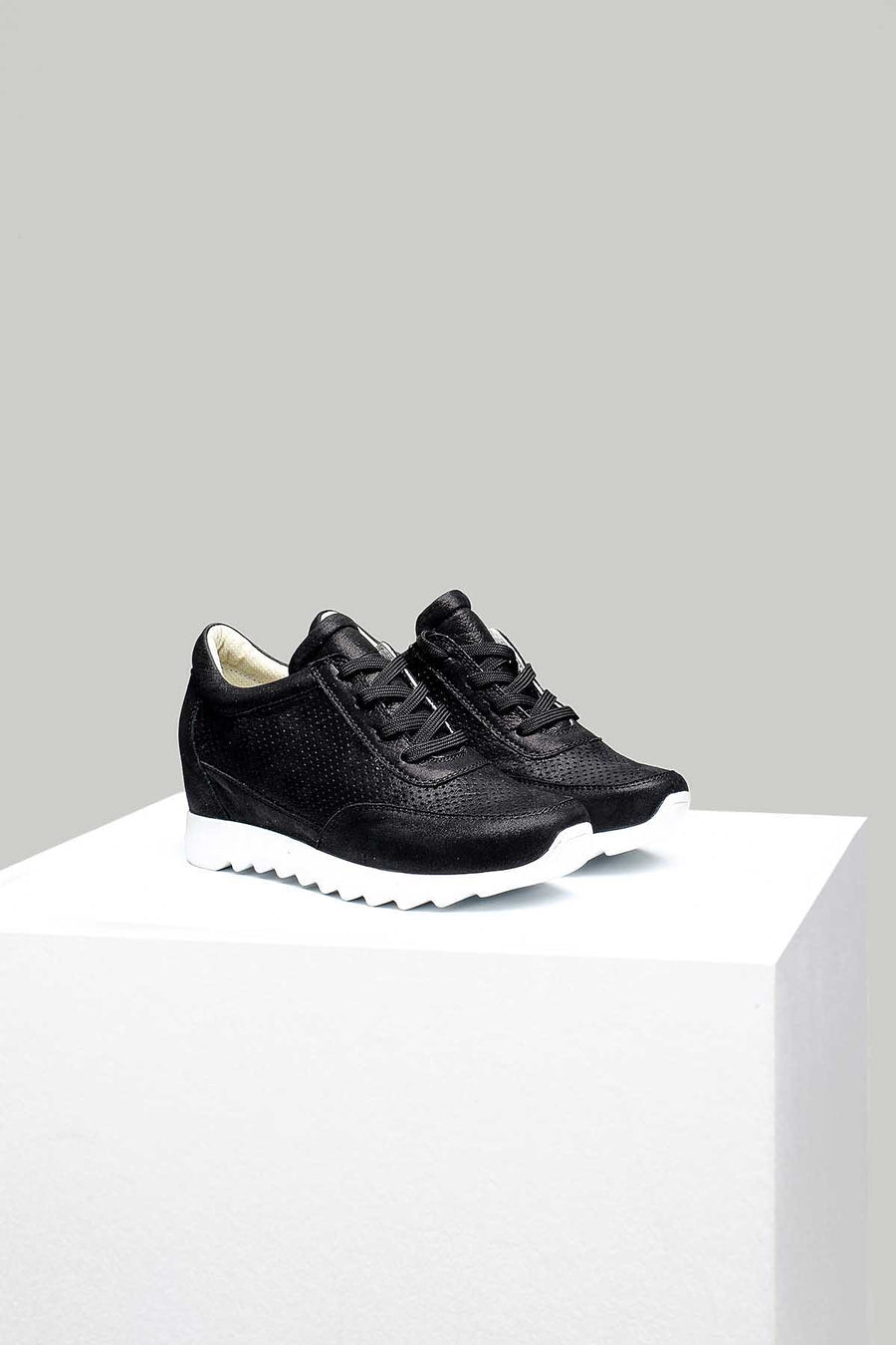 Wedge Heeled Women's Leather Sports Shoes