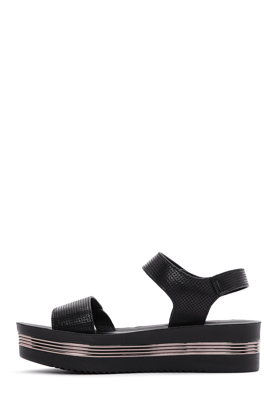 Women's Black Ankle Strap Thick Soled Sandals
