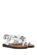 Women's White Flip-Flop Leather Bodrum Sandals | Derimod