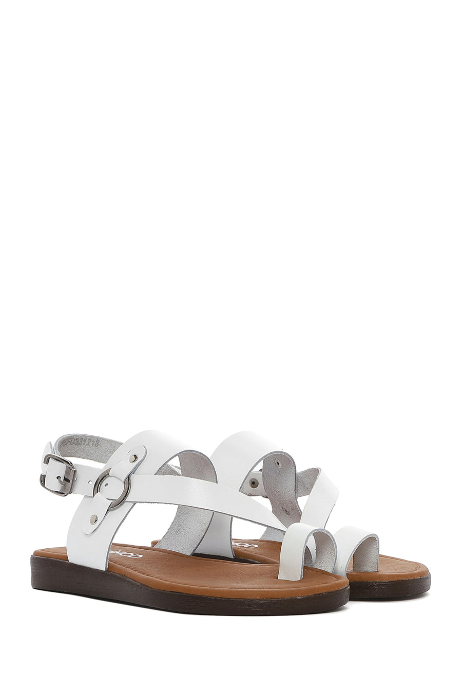 Women's White Flip-Flop Leather Bodrum Sandals
