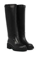 Women's Black Zippered Thick Soled Leather Boots | Derimod