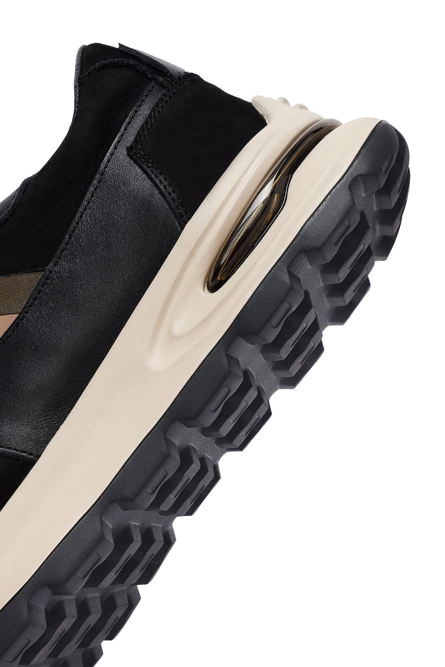 Men's Black Lace-Up Thick Sole Leather Sneakers