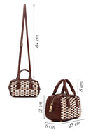 Woman Brown Long-Strap Braided Mini Shoulder Bag | Derimod