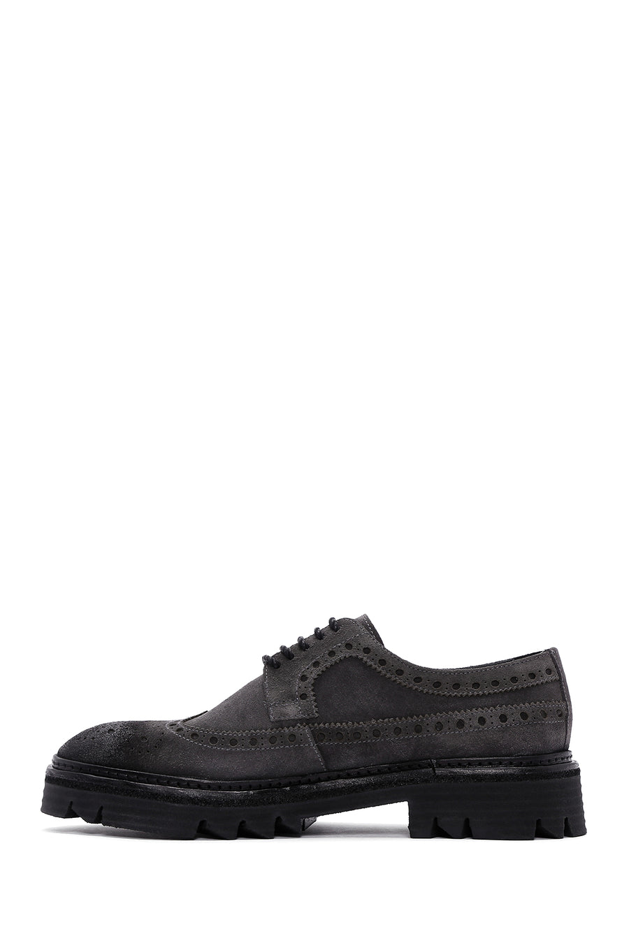 Men's Gray Suede Leather Casual Shoes