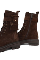 Women's Brown Zippered Suede Leather Boots | Derimod