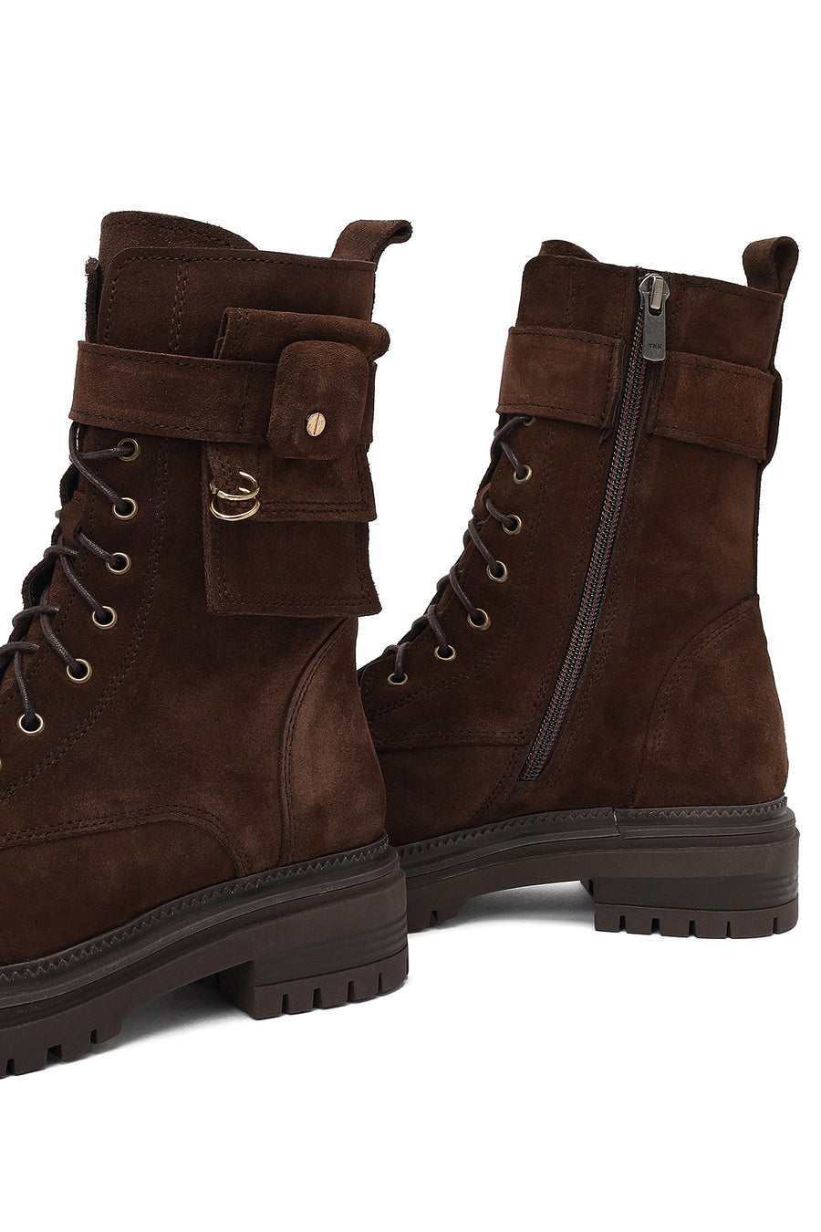 Women's Brown Zippered Suede Leather Boots