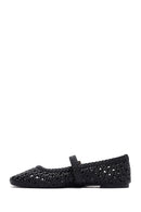 Women's Black Buckled Braided Ballerinas | Derimod