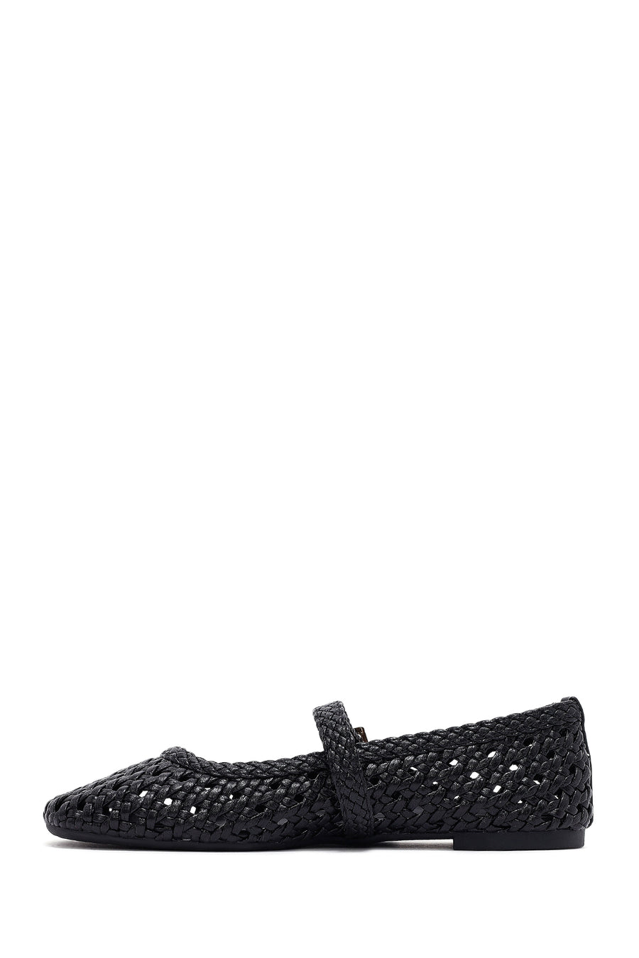 Women's Black Buckled Braided Ballerinas