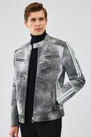 Carrera Men's Gray Nubuck Leather Sport Jacket | Derimod