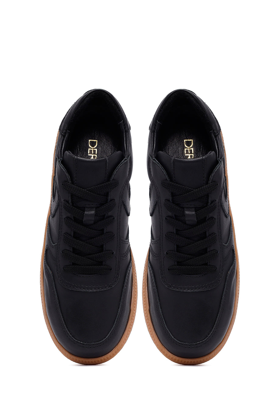 Kadın Siyah Bağcıklı Deri Sneaker