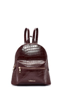 Women's Claret Red Patterned Backpack | Derimod