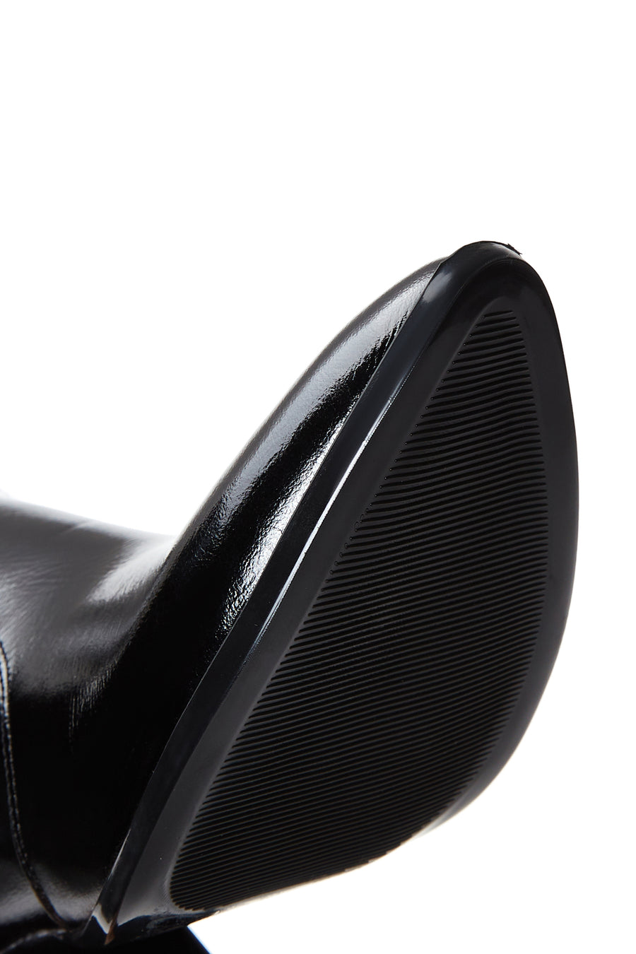 Women's Black Patent Leather Zippered Heeled Classic Boots