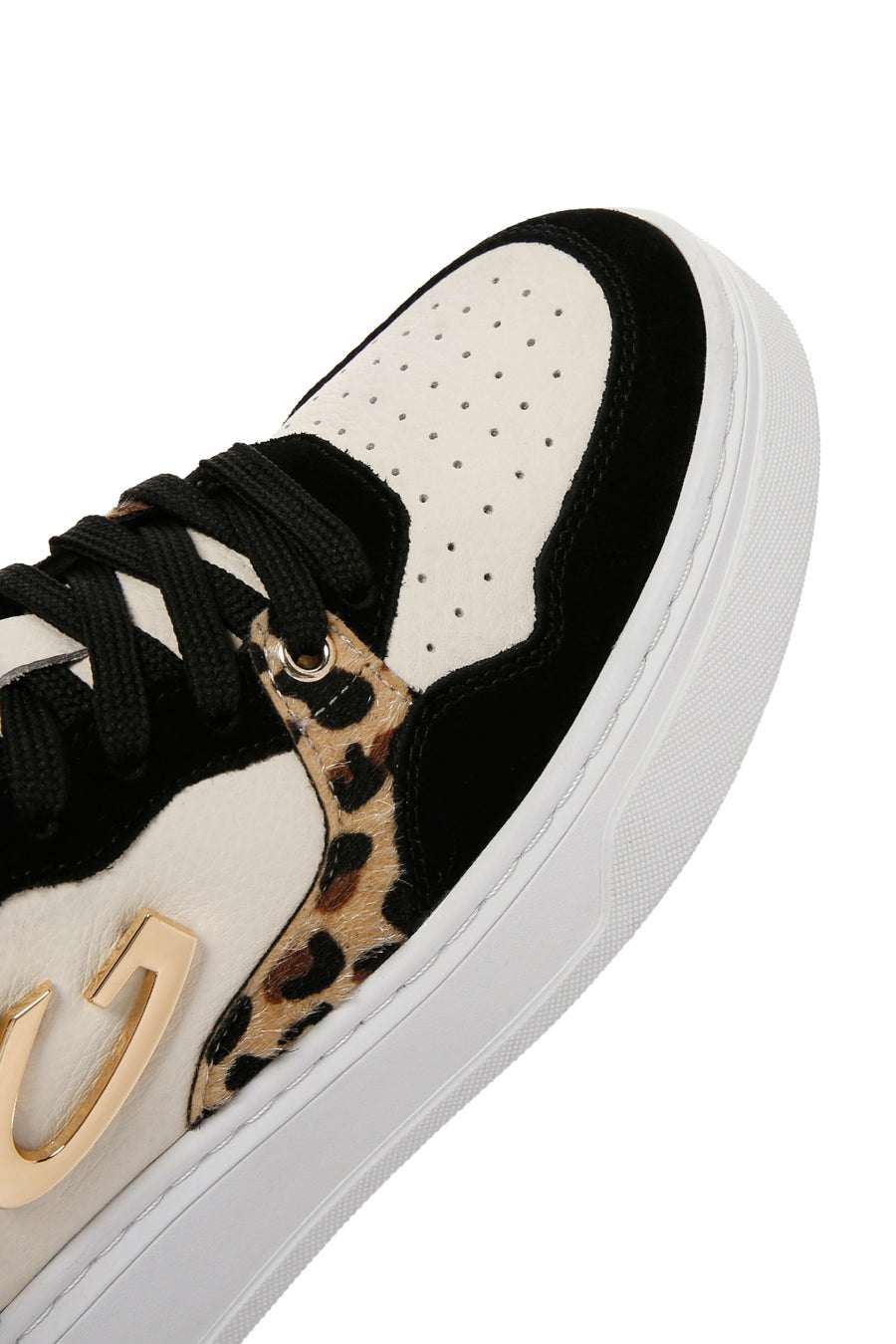 Alberto Guardiani Women's Black Chain Leather Sneaker