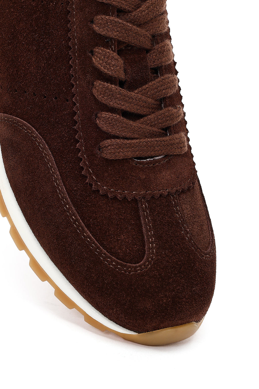 Women's Brown Lace-up Suede Leather Sneaker