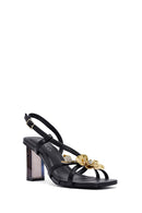 Woman Black Buckled Transparent Thick Heel Sandals | Derimod