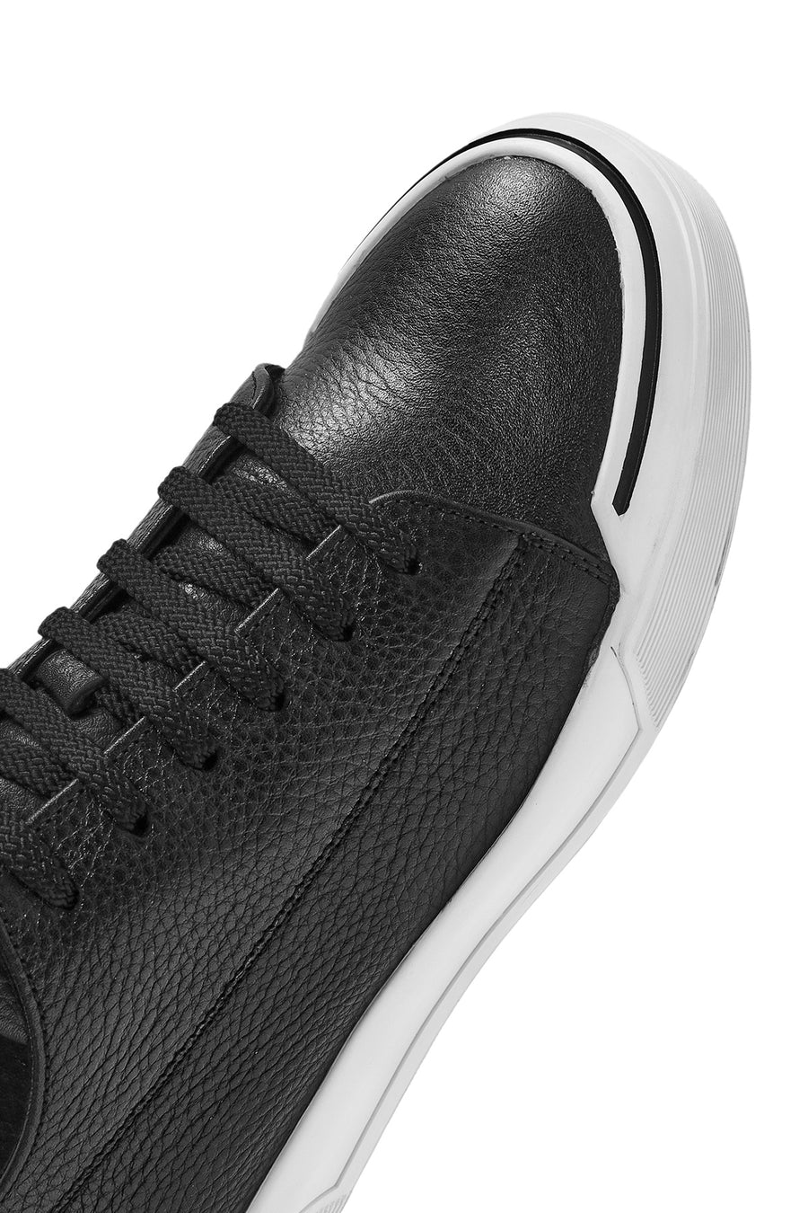 Men's Black Lace Up Leather Sneakers