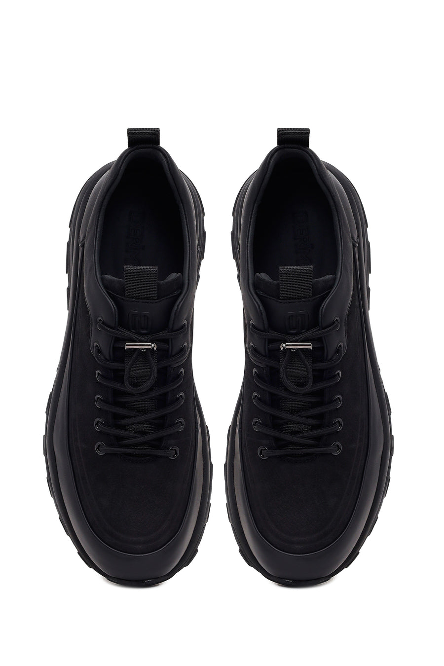 Erkek Siyah Bağcıklı Kalın Tabanlı Deri Casual Sneaker