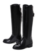 Woman Black Zippered Buckle Detail Leather Boot | Derimod