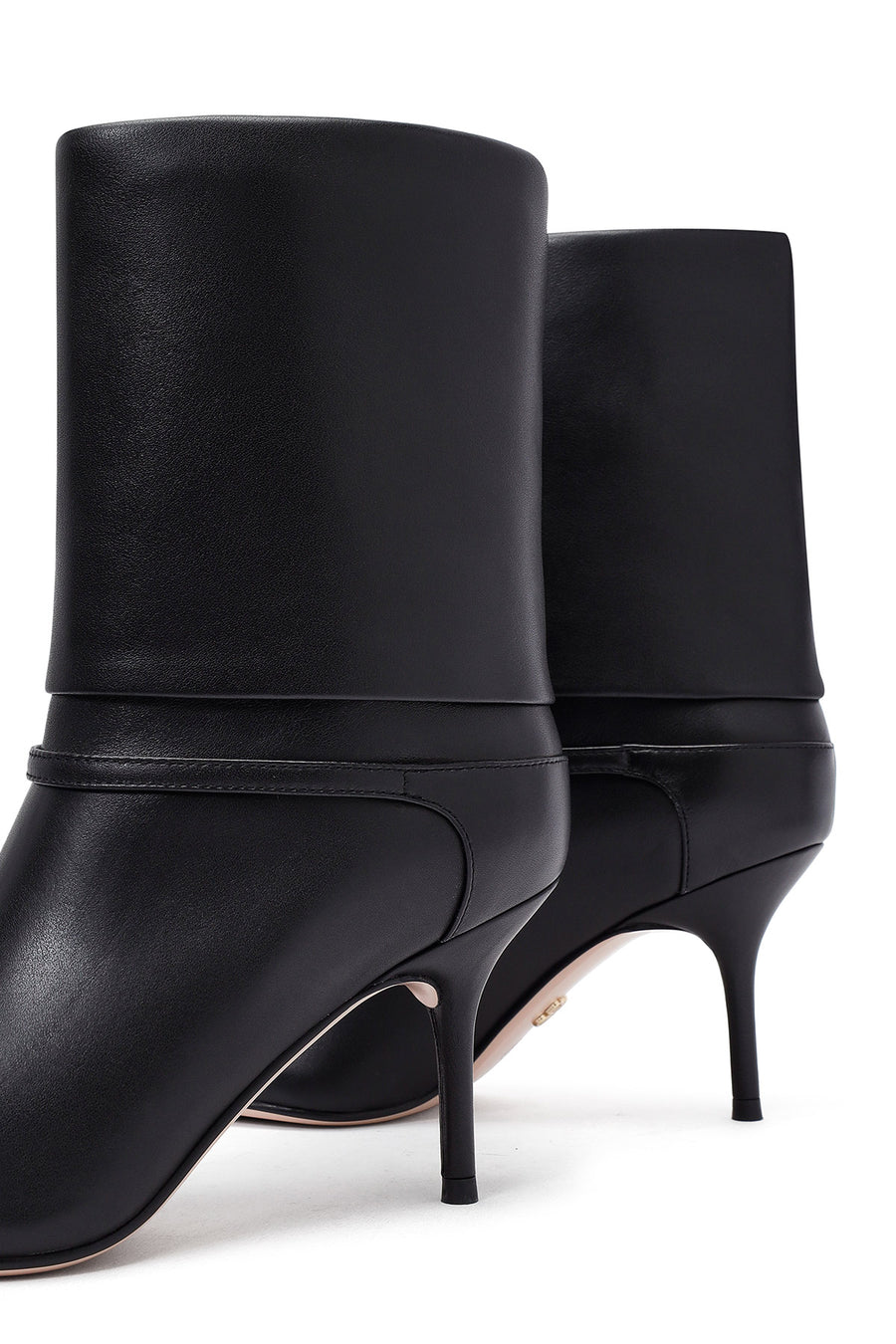 Women's Black Thin Heeled Leather Boot