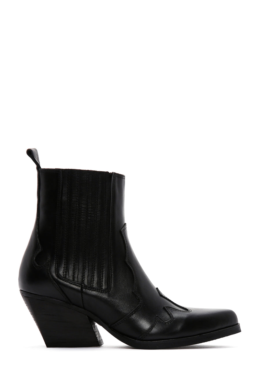 Women's Black Leather Cowboy Western Heeled Boots 23WFD187218 | Derimod